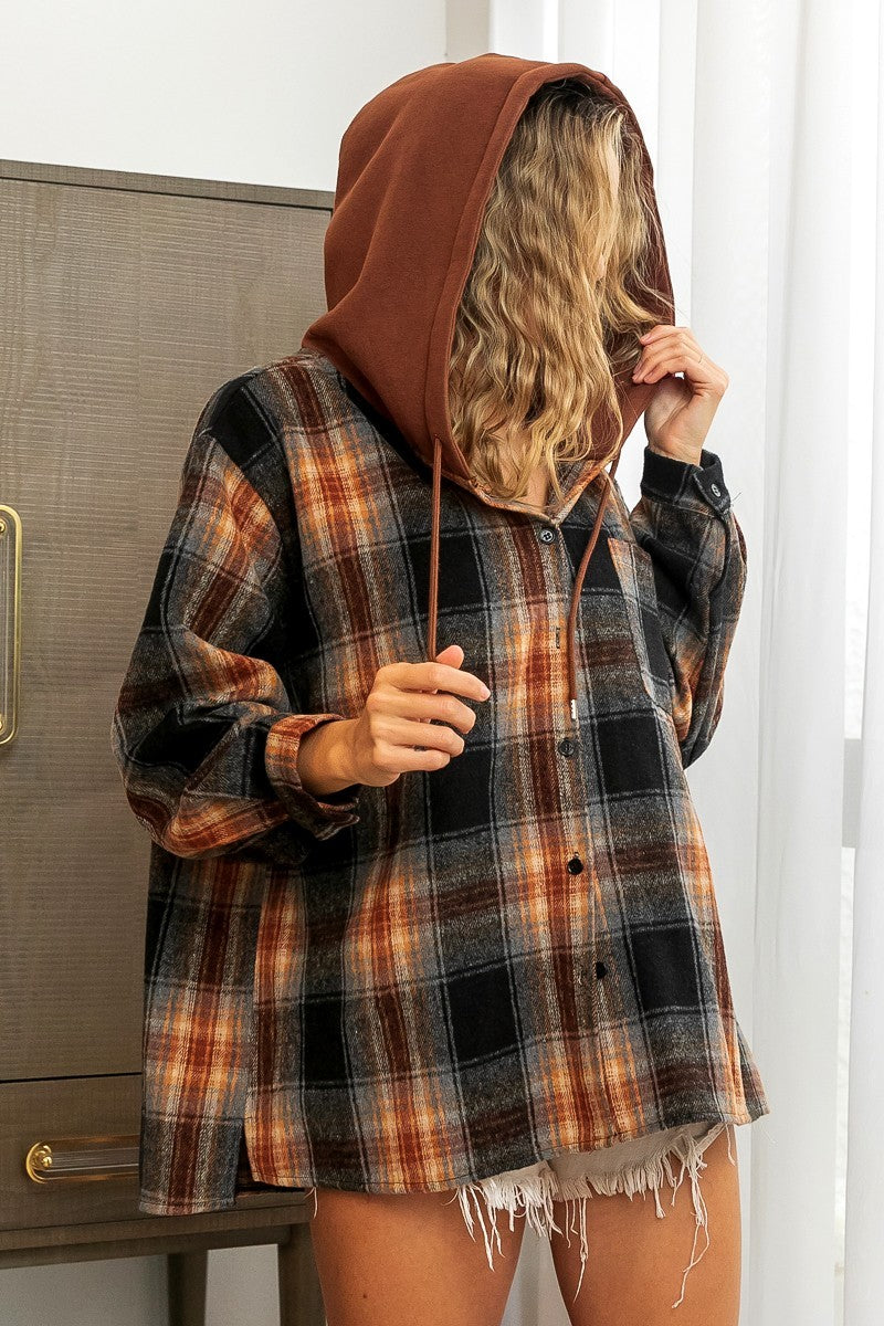 Vintage Plaid Hooded Flannel Shacket