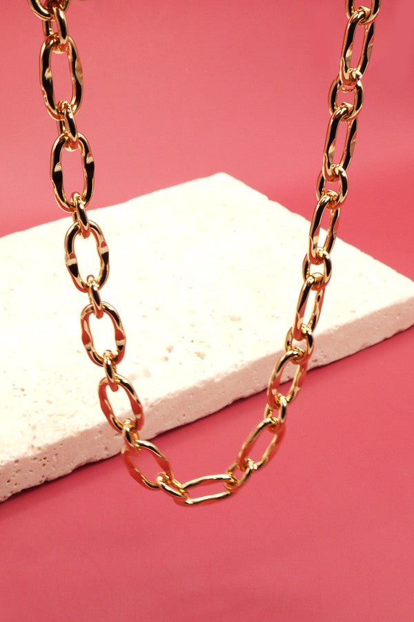 EXQUISITE HAMMERED LINK HANDMADE CHAIN NECKLACE