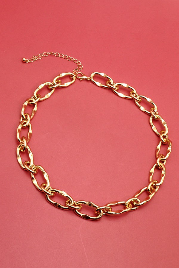 EXQUISITE HAMMERED LINK HANDMADE CHAIN NECKLACE