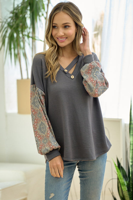 Chelsea's Buttoned Keyhole Top