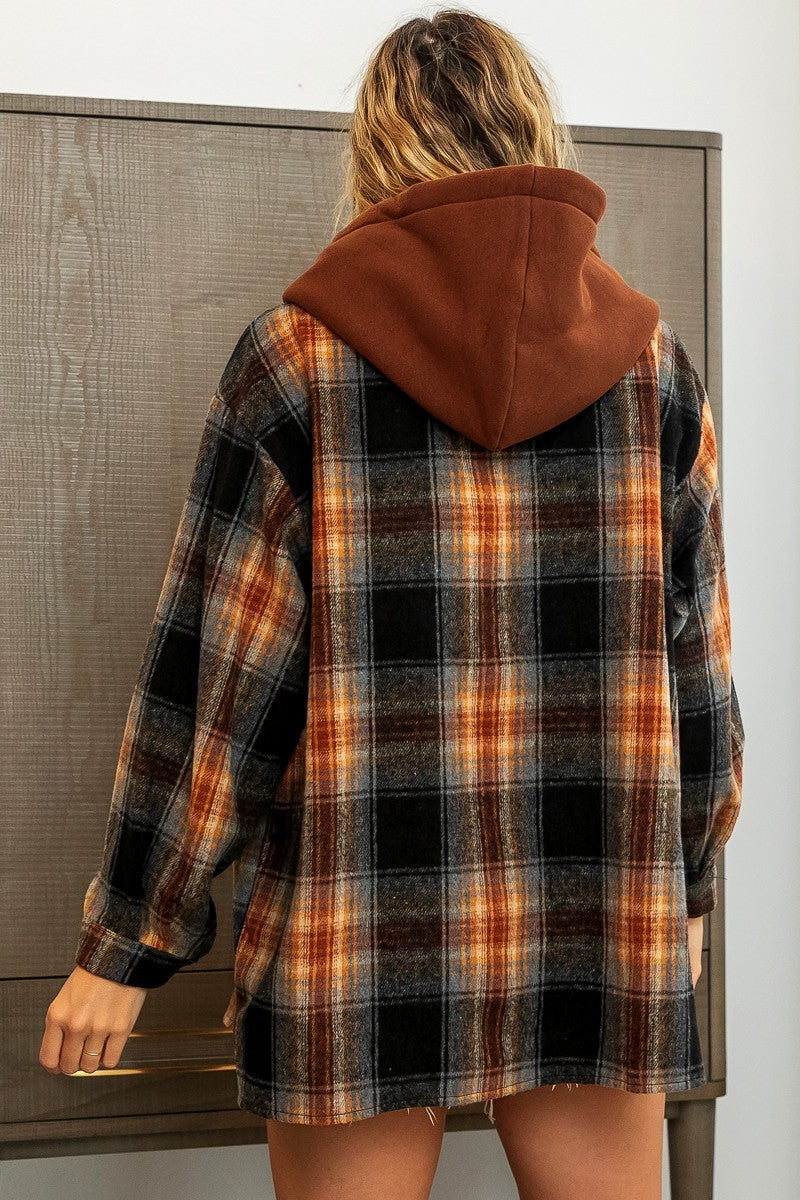 Vintage Plaid Hooded Flannel Shacket