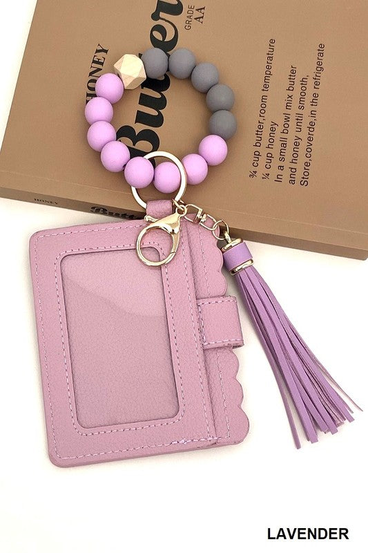 Beaded Bracelet Keychain Card Holder Wallet