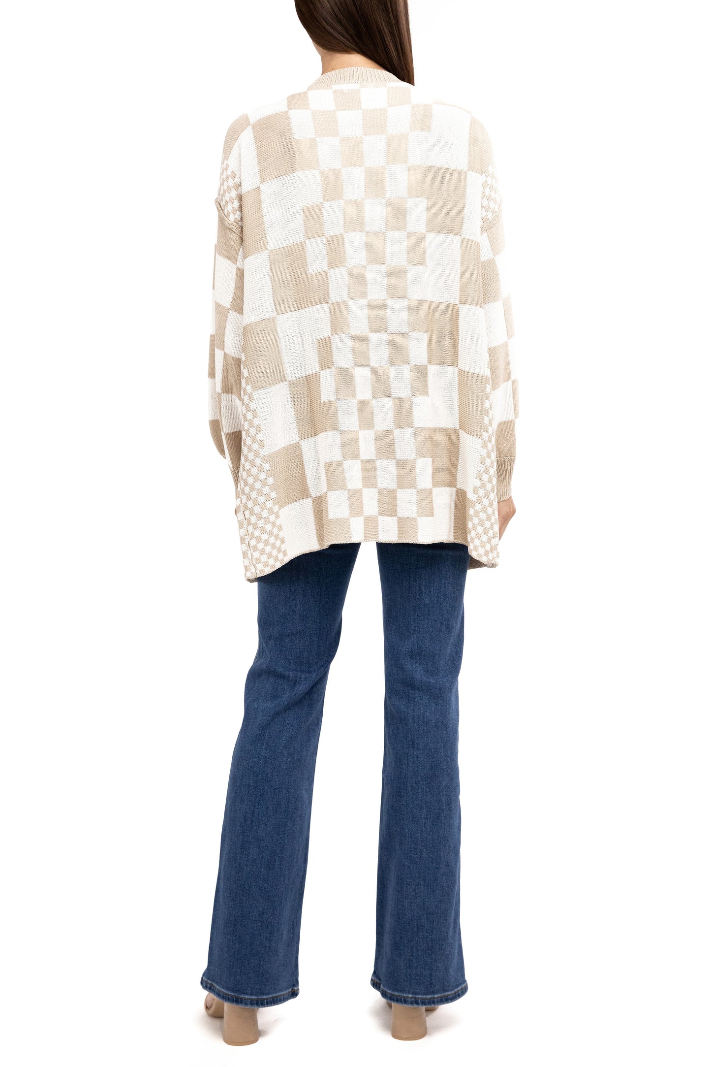 Loose Fit Checkered Light Weight Cardigan