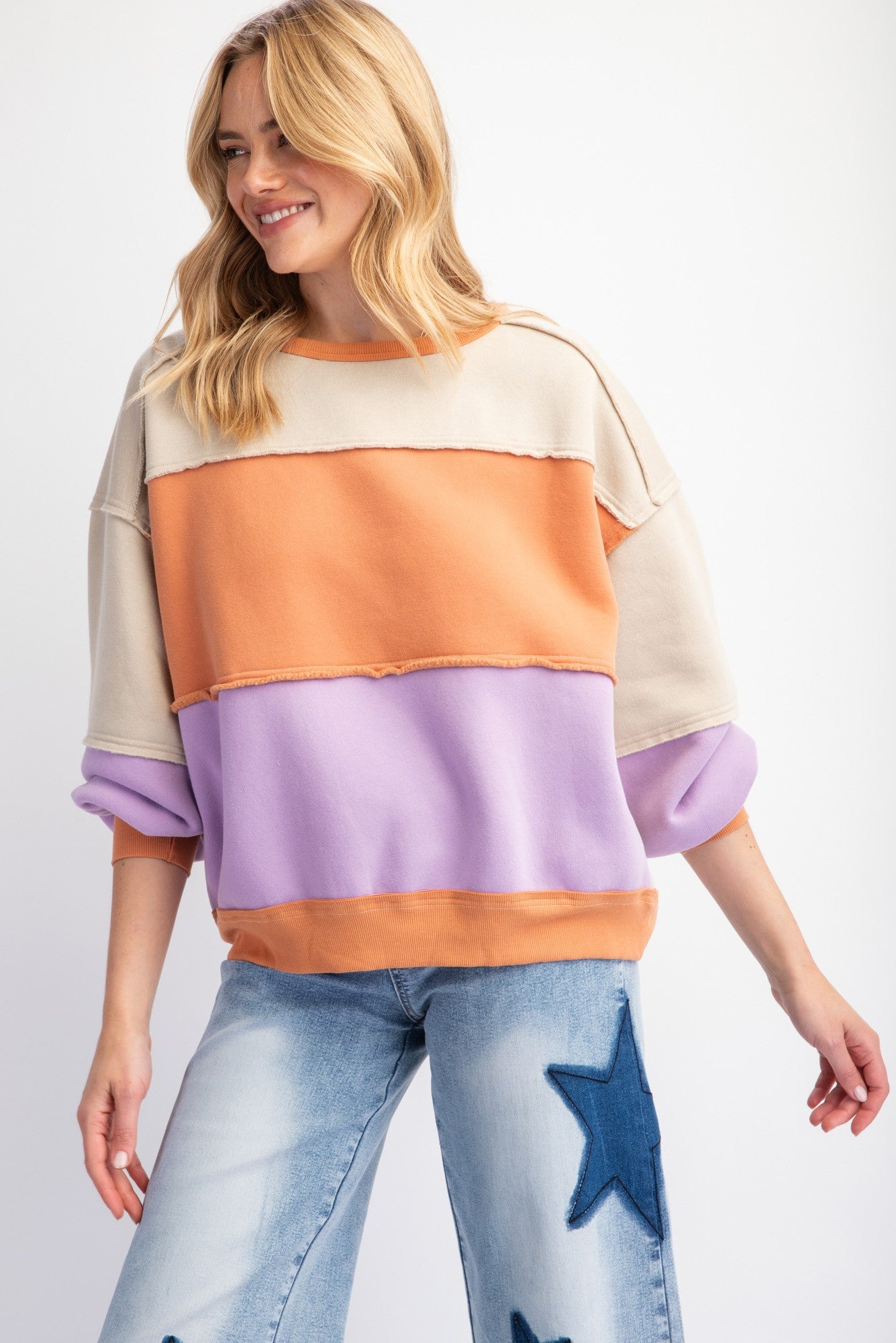 Color Block Fleece Pullover