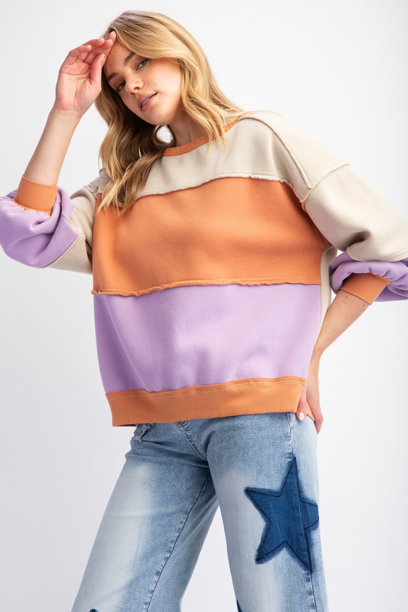 Color Block Fleece Pullover