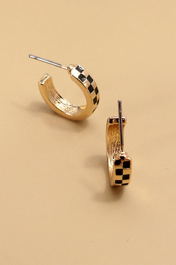 Mini Checker Hoop Earrings