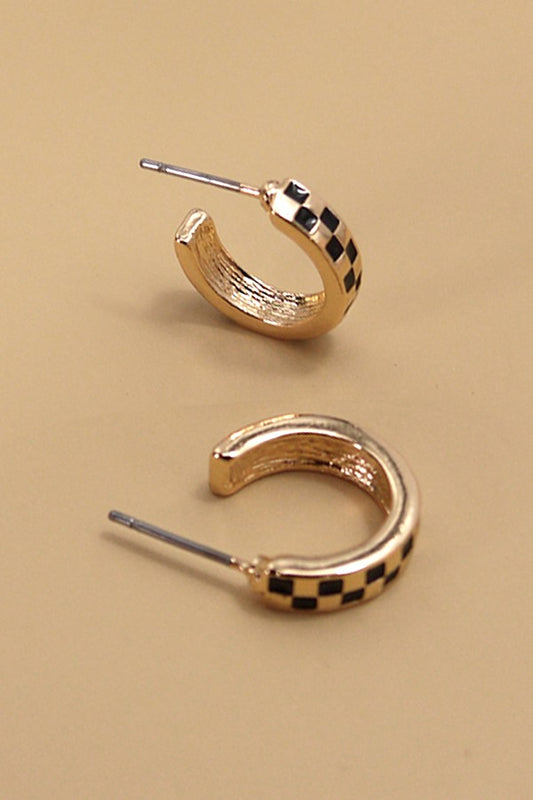 Mini Checker Hoop Earrings