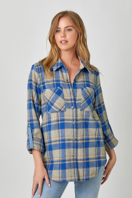 Plaid Shirt Jacket By Mystree