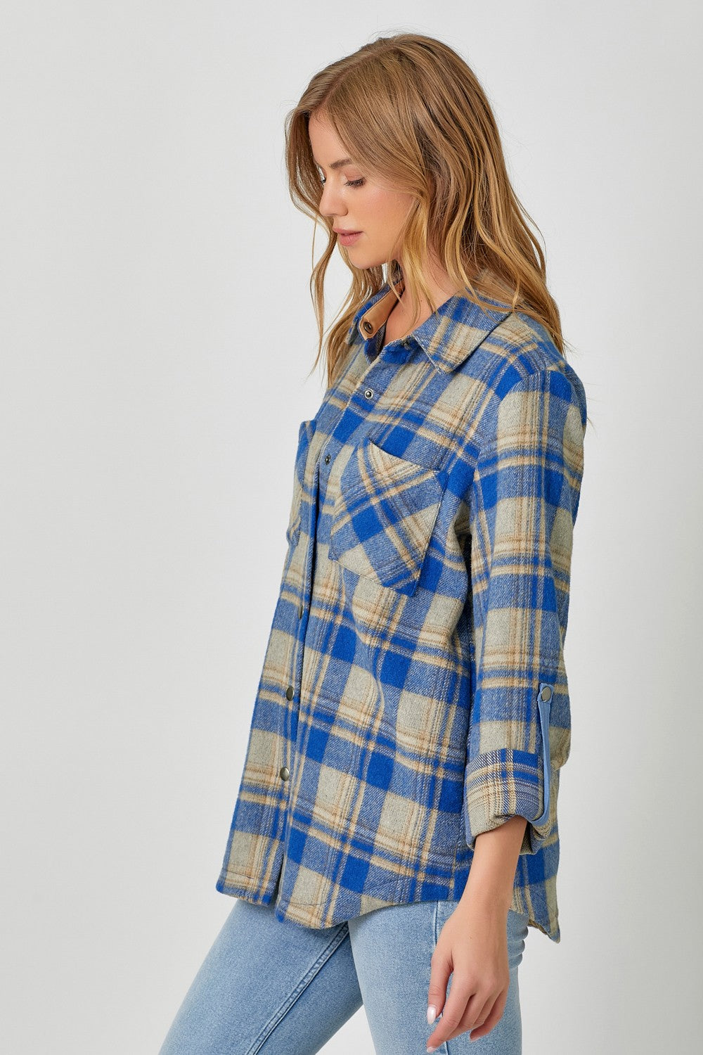 Plaid Shirt Jacket By Mystree