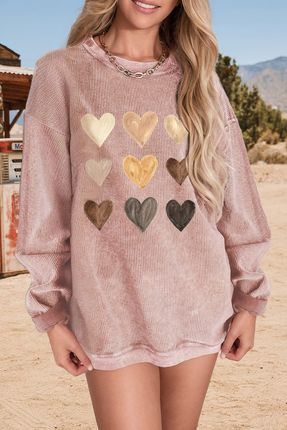 Corded Valentine Heart Shape Graphic Sweatshirt