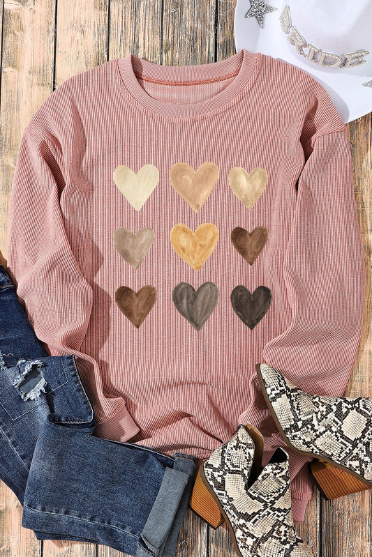 Corded Valentine Heart Shape Graphic Sweatshirt