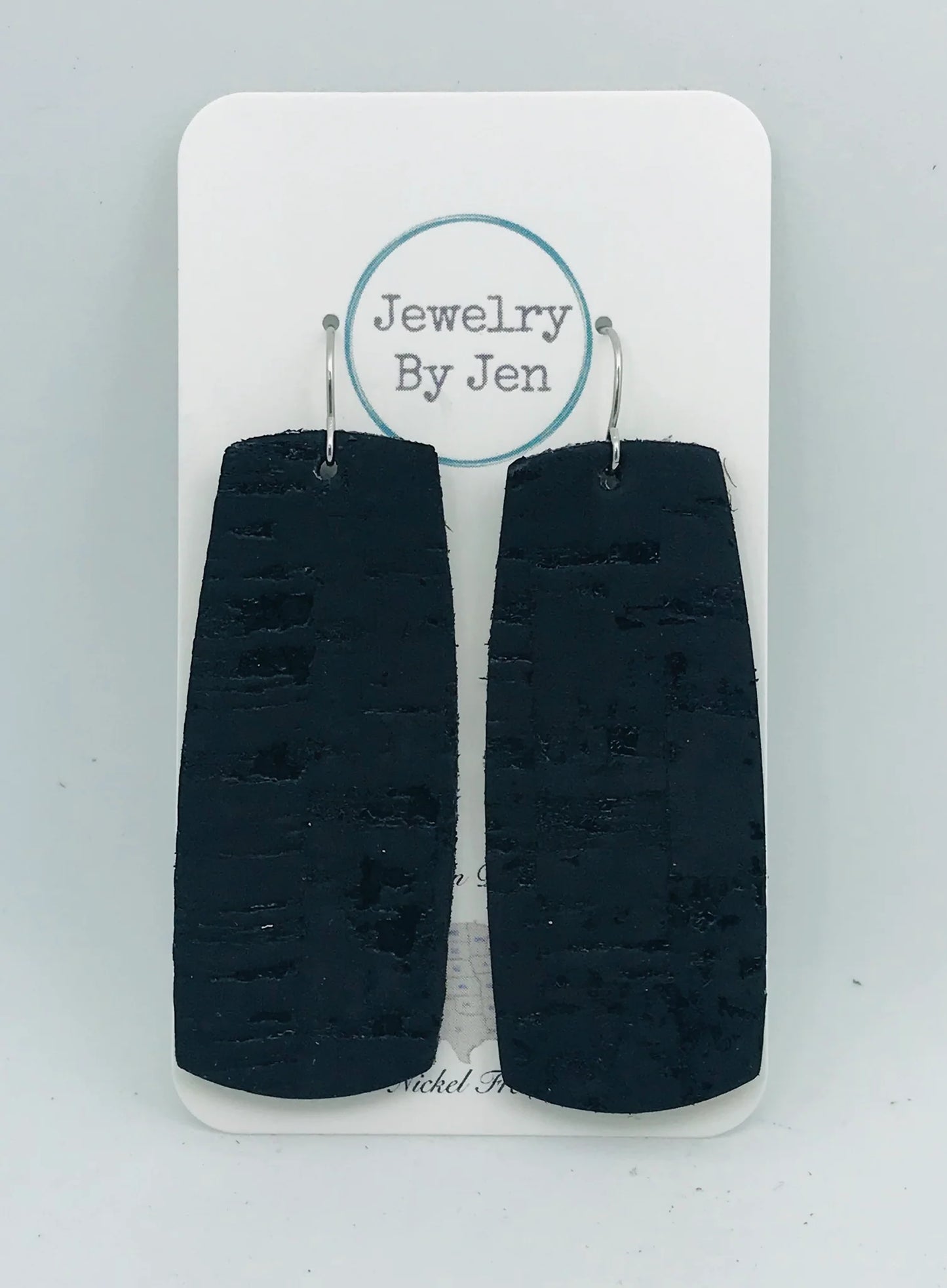 Bar Earrings (XL): Black Cork